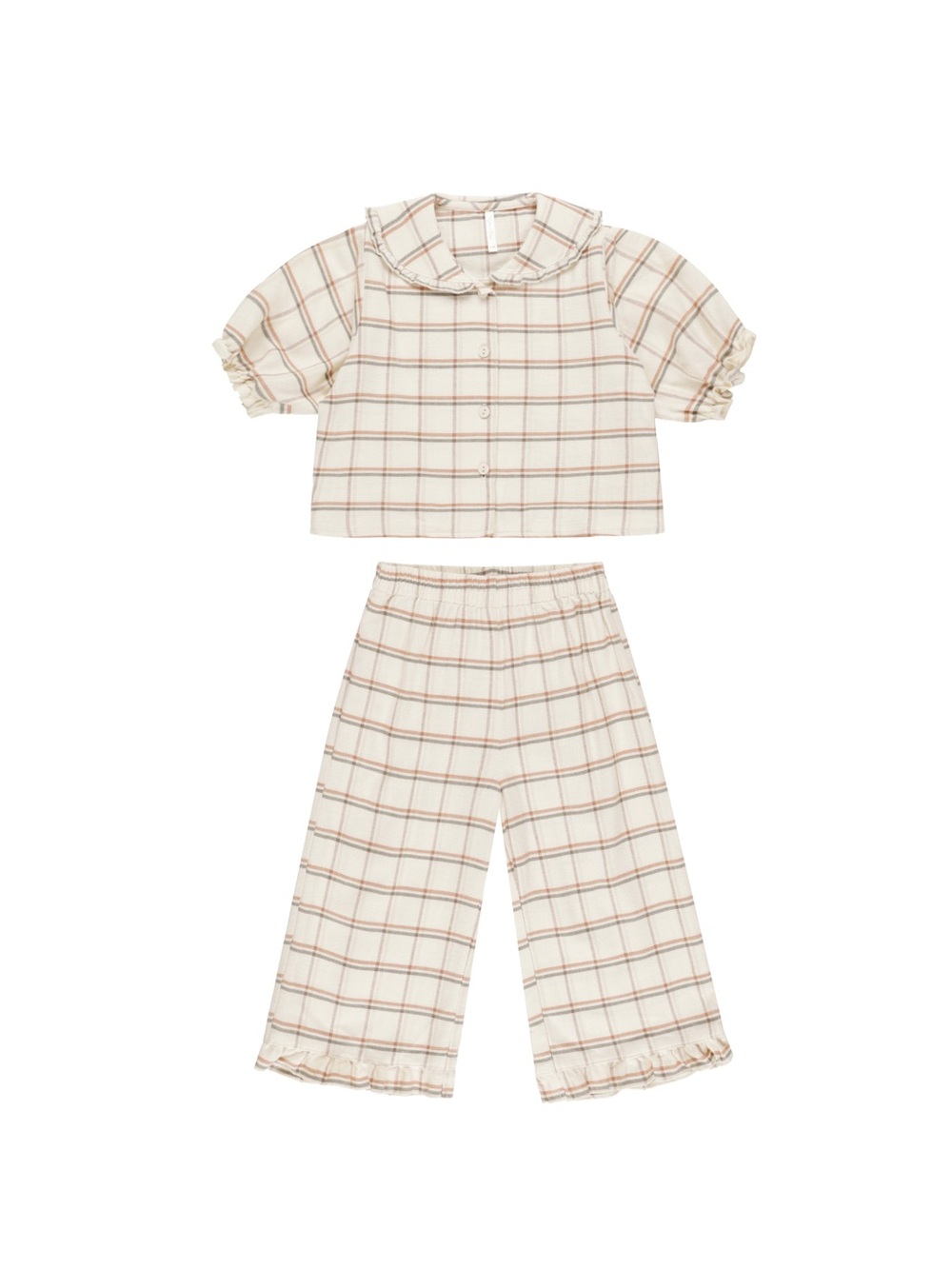 Rylee + Cru Cream Ruffle Women’s S Pajamas Holiday Plaid